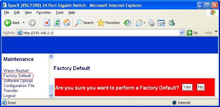 2.5.2 Factory Default