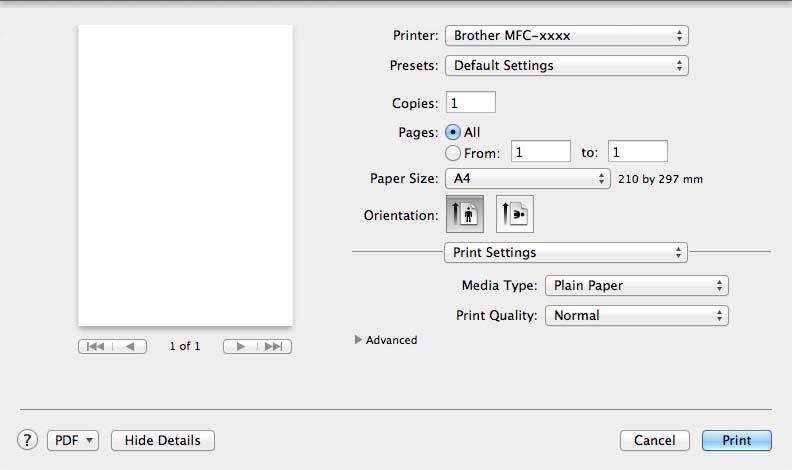 Printing and Faxing Print Settings 6 You can change settings by choosing a setting in the Print