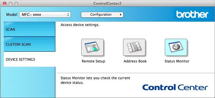 ControlCenter2 Address Book (For MFC models) 8 The Address Book button lets you open the Address Book window in the Remote Setup Program, so you can easily register or change the Address Book numbers