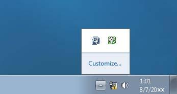 (Windows 7) To show the Status Monitor icon on your taskbar, click the in the small window. Then drag the icon to the taskbar. button.
