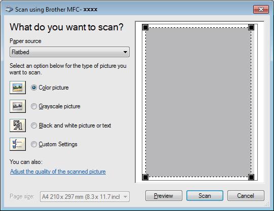 Scanning Pre-Scanning to crop a portion you want to scan using the scanner glass 2 The Preview button is used to preview an image when cropping any unwanted portions from the image.