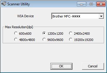 Scanning Scanner Utility 2 The Scanner Utility is used for configuring the WIA scanner driver for resolutions greater than 1200 dpi. You must restart your PC for the new settings to take effect.