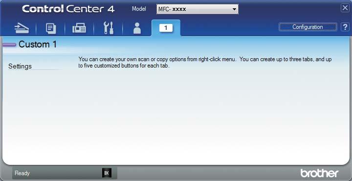 ControlCenter4 Creating a Custom button 3 a Click Configuration and then select Create custom button.