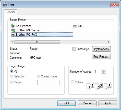 5 Brother PC-FAX Software (For MFC models) 5 PC-FAX sending 5 The Brother PC-FAX feature lets you use your PC to send a document from an application as a standard fax.