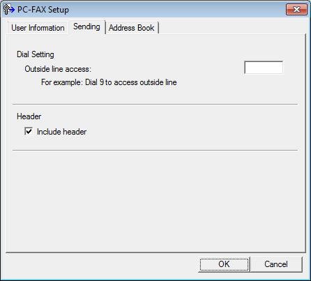 Brother PC-FAX Software (For MFC models) Sending setup 5 From the PC-FAX Setup dialog box, click the Sending tab to display the screen below.