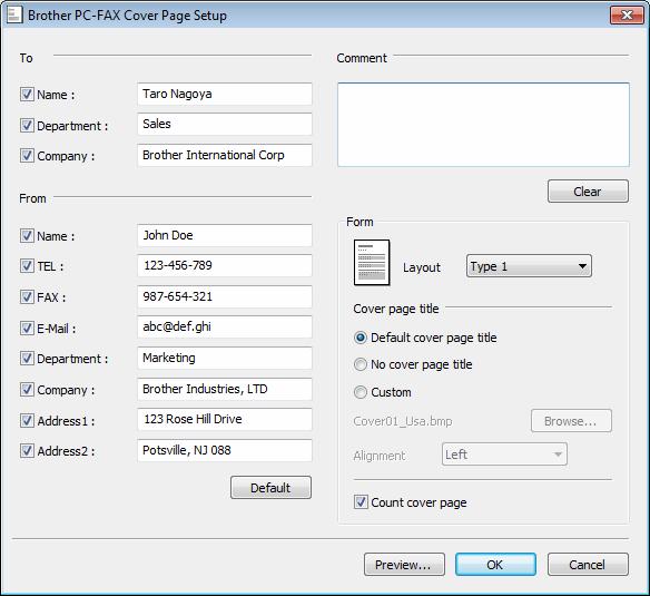 Brother PC-FAX Software (For MFC models) Setting up a cover page 5 From the PC-FAX sending dialog box, click the