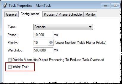 Chapter 1 Manage Tasks 1. In the Controller Organizer, right-click MainTask and choose Properties. 2. On the Task Properties dialog box, click the Configuration tab. 3.