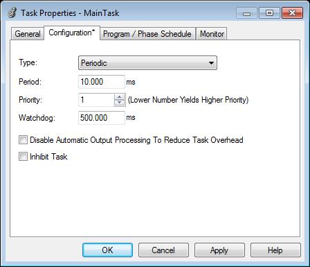 Chapter 1 Manage Tasks 2. On the Task Properties dialog box, click the Configuration tab. 3. Enter the following information in the Task Properties dialog box.