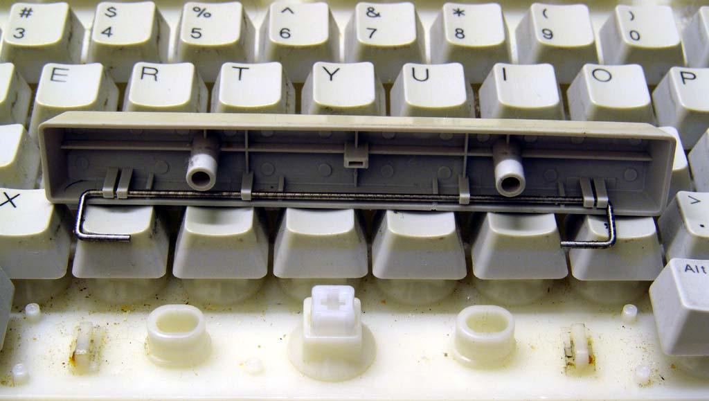 The spacebar removed, showing the three