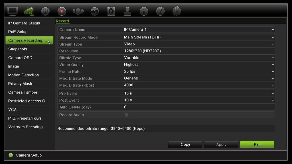 9BChapter 10: Camera setup 3. Click Apply to save the settings and then click Back to return to live view.