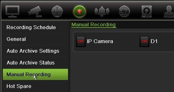 Chapter 12: Recording You can start/stop manual recording for each camera individually. Position the cursor over a camera image and left- click the mouse to display the live view toolbar.