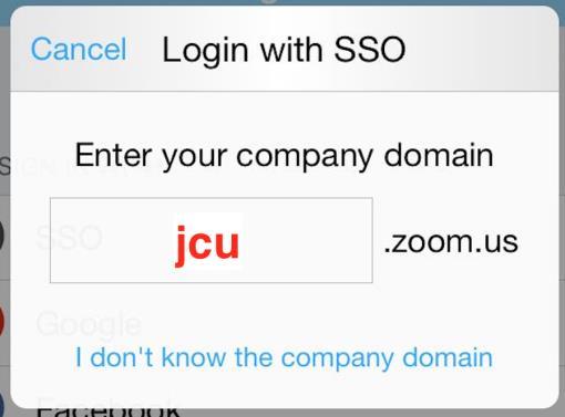 When prompted enter the domain as jcu and click