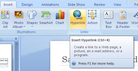 In Microsoft PowerPoint any object on a slide can be used to create a hyperlink.