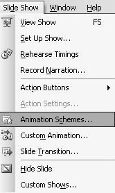 Animation Schemes -The easiest way to add animations, is to use a preset, or readymade, animation scheme.