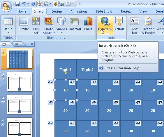 18 Interactive Powerpoint 1. Click on the game board slide (also known as slide number one). 2. Select the first shape underneath your first topic by clicking on it.