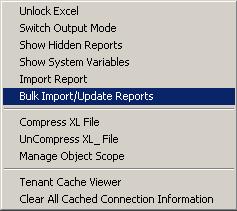 Then, use the Bulk Import feature to import new reports from newer versions of Sage 300 Intelligence Reporting or from existing reports.