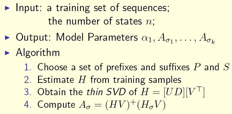 Spectral Method We can recover a parametrization for the distribution from (almost) any rank-n