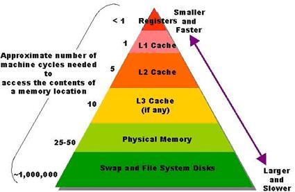 The Memory Hierarchy Memory hierarchy o o o o Hardware registers: very small amount of very fast volatile memory Cache: small amount of fast, expensive, volatile memory Main memory: medium amount of