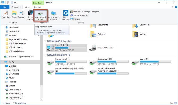 Select Computer on your PC and click on the Map network drive option.