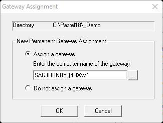 This will display another window where you can select the Gateway PC (Ensure you have Assign a Gateway selected). Make sure the option to Assign a Gateway is selected.