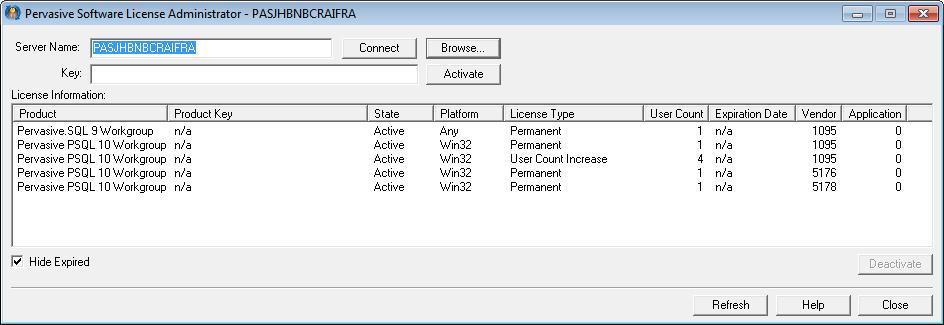 Enter the License Key and click on the Activate button. Ensure the license displays in the table as permanent.