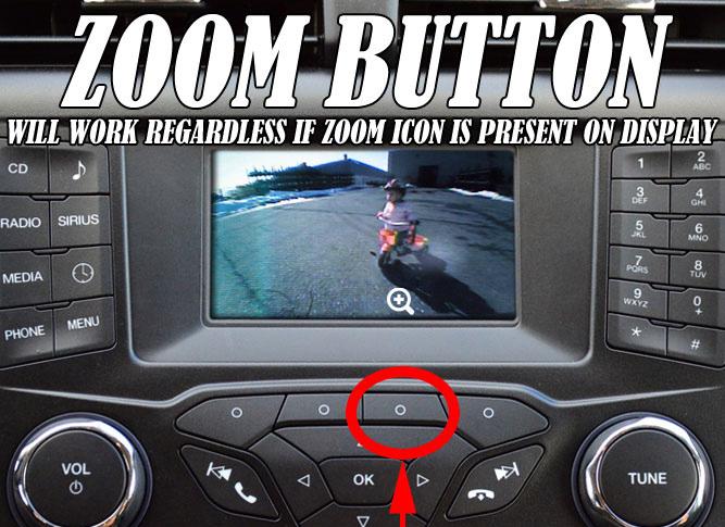 Harness becomes 12v+ when Zoom button on display is pressed.
