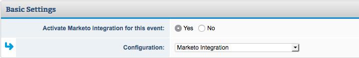 Integrating Marketo in an Event After you have added a configuration in Admin > Integrations > Push API Integrations, you can activate Marketo in any event or session.
