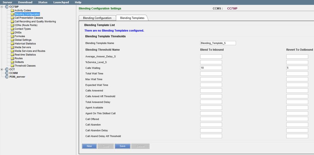 Configuring blending settings Example of creating a new blending template Configuring blending settings Before you begin Create a blending template. See Creating a blending template on page 36.