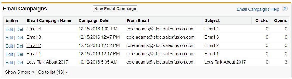 Emails Once Salesfusion has captured the delivery status of an email recipient, the respective record in CRM will be updated per the connector configuration.