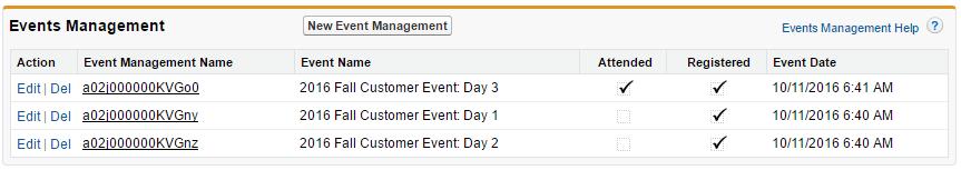 Events Once an event in Salesfusion is over, all registered and attended contacts and leads will have their respective records in CRM updated with the event information inserted into the custom Event