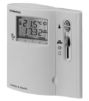 3 036 Room emperature Controller with 7-Day ime Switch, LCD and opt Remote emperature Sensor for heating systems RDE201 2-position control with ON/OFF output for heating Operating modes: normal