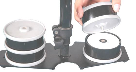 NOTE: When adding weight in the cups, use the supplied foam spacers as silencers to prevent metal to metal washer noise.