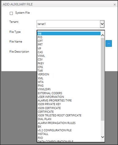 One Voice Operations Center field will be automatically defined after adding the cmp or rmt/rms file. 7. From the 'Major Version' dropdown, select the device version (Default: 6.6). 8.