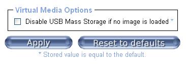 IP-1000M User Manual 59 5.2.4 Options Figure 5-11 USB mass storage option Set this option to disable the mass storage emulation (and hide the virtual drive) if no image file is currently loaded.
