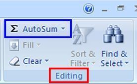 ..A70] Home Tab >> Editing Group >> AutoSum Excel can automatically, quickly, Add a row or column of numbers for you: Select the Cells you want to sum Include an empty Cell as the last Cell in the
