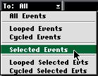 - 148 - The To Pop-up All the editors have a pop-up menu called To. This is used together with the Loop and Cycle functions to collectively choose a group of Events to be affected by your editing.