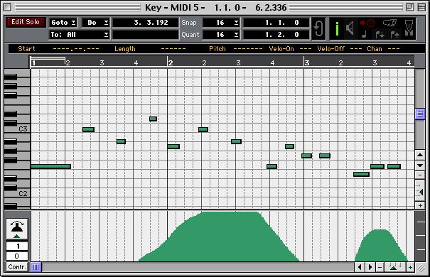 - 16 - The MIDI Editors There are three different editors for editing your MIDI recordings: Key Edit Notes This editor consists of a grid with the notes shown as boxes.