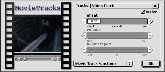 Opening a movie in the MovieTracks window 1. Pull down the Options menu and select MovieTracks from the Movie Setup submenu. The following window appears. This area displays the movie.