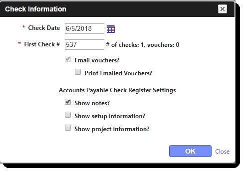 6. Click OK. 7. When you see checks, it s time to print them!
