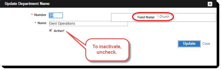 To add a New Fund, click the Add New Fund Name button.