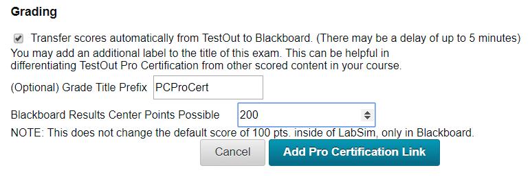 19 In the grading section, check the box if you wish to transfer scores back to your