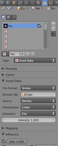 In order to animate your smoke scene, you need to Bake the data. With the cube still selected, go back to the physics panel and look at the settings in the Smoke Cache panel.