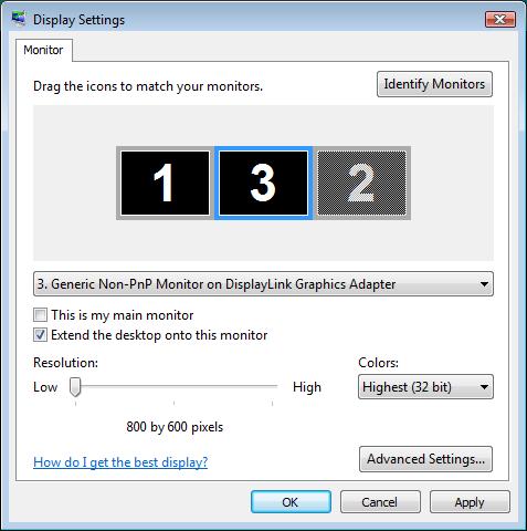 3. Using the Adapter The add-on monitor connected to the adapter may be identified as either "2" or 3, depending on your computer, although there may not be a total of 3 screens connected. 5.