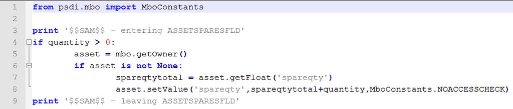 An active Attribute Launch point ASSETSPARESFLD is defined against the SPAREPART MBO and the QUANTITY attribute of SPAREPART using Step 1 of the wizard.