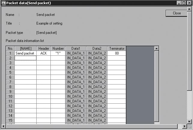 APPENDICES Appendix 4 Packet setting example This section provides the GX Configurator-SC setting screens that correspond to packet examples when sending/receiving data between C24 module and other