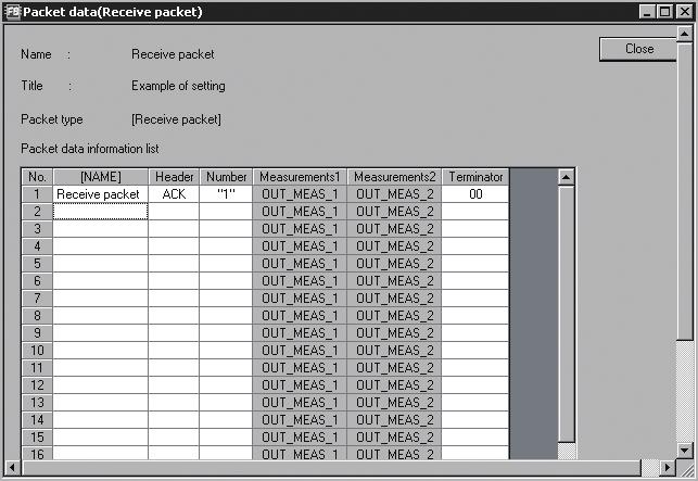 Create new Packet information screen Packet