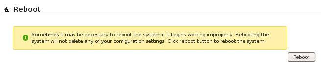 This function allows administrator to restart system with existing or most current settings when
