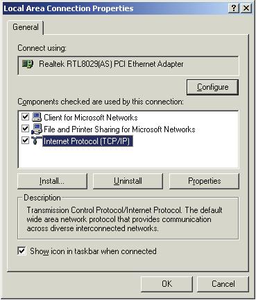 2-2-2Windows 2000 IP address setup: 1. Click 'Start' button, then click control panel.