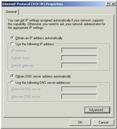 2. Select 'Obtain an IP address automatically' and