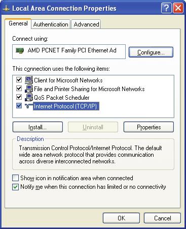 2-2-3Windows XP IP address setup: 1. Click the 'Start' button, then click 'control panel'.